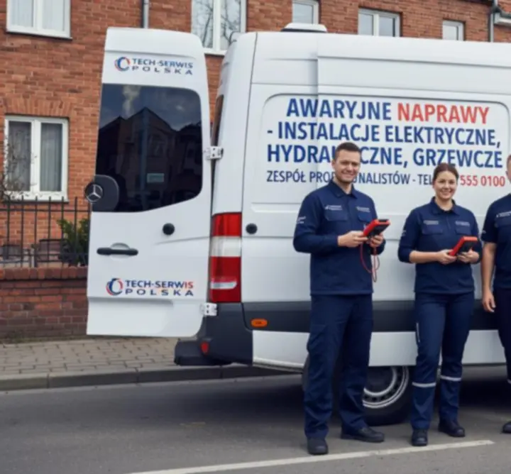 Zespół techników Fixorynex w trakcie pracy przy awaryjnej naprawie w mieszkaniu